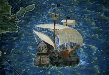 Galleon, részlet a „Földrajzi Térképek Galériájából”, 1580-83